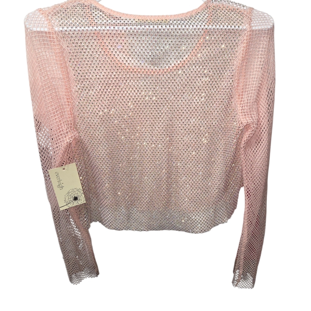 Basil & Lola By Everleigh Women's Pink Mesh NWT Top - Picture 3 of 6
